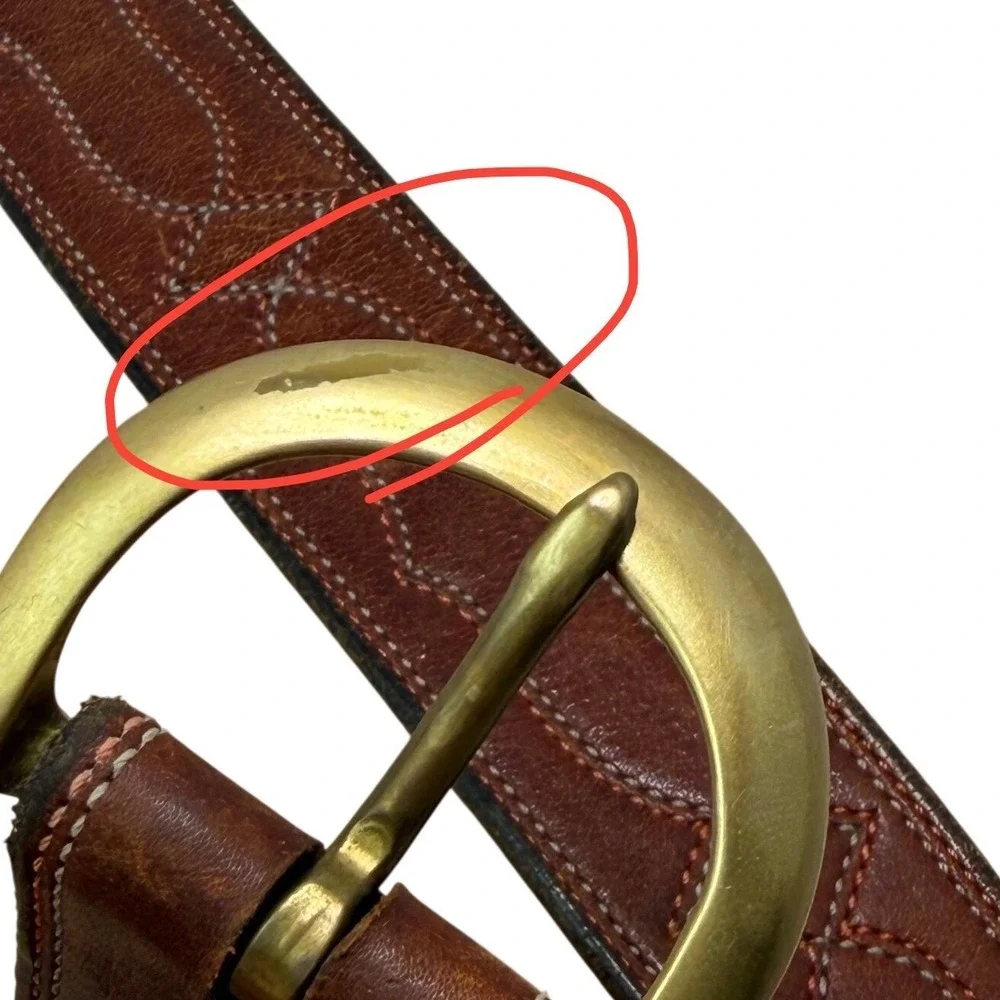 VTG North‎ & Judd Anchor Brand Brass Buckle Western Belt 38 Leather Patina 70s